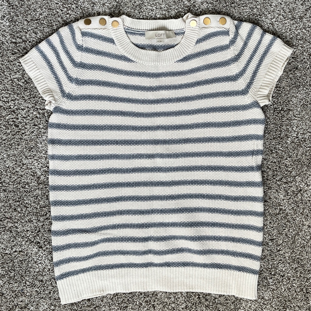 LOFT striped short sleeve shirt with shoulder buttons
